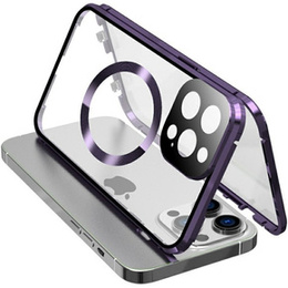 Carcasa Magnetic Dual Glass MagSafe pentru iPhone 15 Pro Max, violet