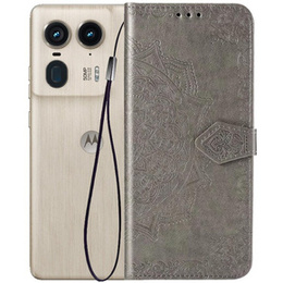 Cu clapetă pentru Motorola Edge 50 Ultra, Mandala, gri