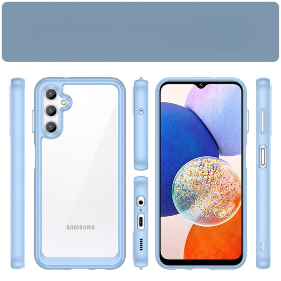 Huse pentru Samsung Galaxy A14 4G/5G, Fusion Hybrid, transparent / albastru