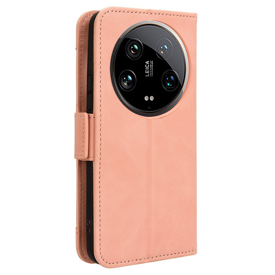 Cu clapetă pentru Xiaomi 14 Ultra, Card Slot, roz