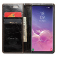 Carcasă flip CASEME pentru Samsung Galaxy S10+ Plus, Waxy Textured, cafea