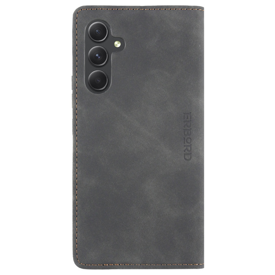 Husă pentru Samsung Galaxy A54, ERBORD Vintage, portofel cu clapetă, negru