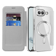 Cu clapetă pentru Google Pixel 9A, RFID Wallet MagSafe CamShield, de argint
