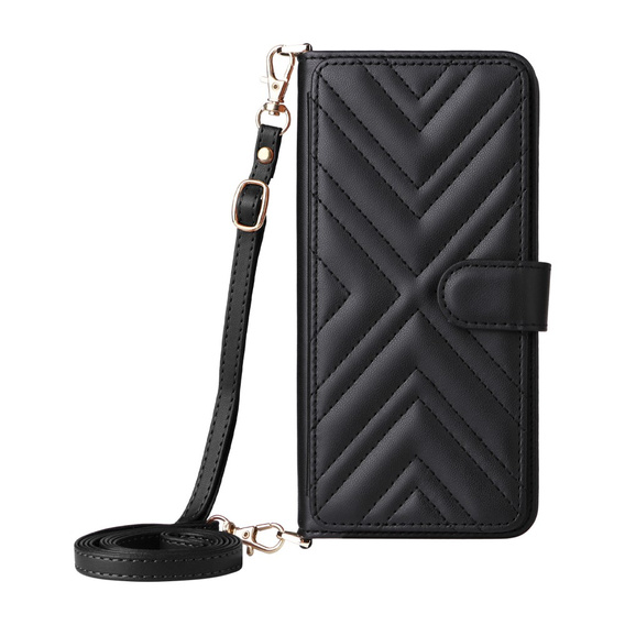 Carcasă cu clapetă pentru Oppo Reno 13 5G, Crossbody Leather Wallet, negru