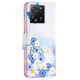 Husă cu clapetă pentru Xiaomi 13T / 13T Pro / Redmi K60 Ultra, portofel, fluture și flori, alb