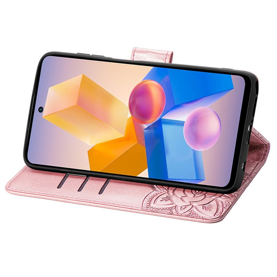Cu clapetă pentru Infinix Hot 40i, Butterfly, roz rose gold