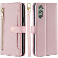 Cu clapetă pentru Samsung Galaxy M34, Wallet Zipper Pocket, roz