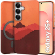 Carcasa pentru Samsung Galaxy S25+ Plus, Carbon Fiber MagSafe, portocaliu