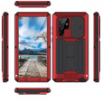 Husă blindată pentru Samsung Galaxy S22 Ultra, R-JUST CamShield Slide, roșu