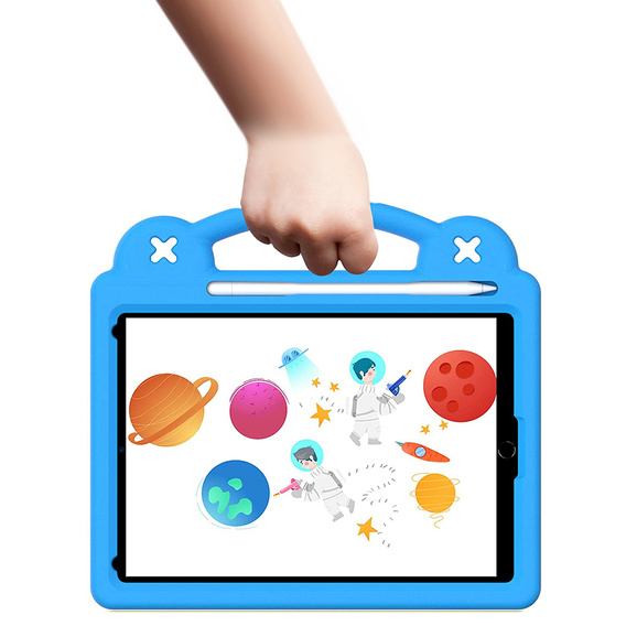 Husă pentru copii pentru iPad 10.2" 2021/2020/2019 (9/8/7 gen.) / Air 10.5" 2019 (3 gen.), Cute Patterns, cu suport, albastru