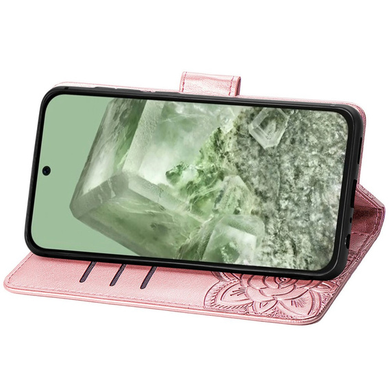 Cu clapetă pentru Google Pixel 8A, Butterfly, roz rose gold