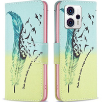 Cu clapetă pentru Motorola Moto G53 5G / G23 / G13, Wallet, feather, albastru