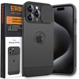 Huse pentru iPhone 15 Pro, ERBORD MagProtect Slide Camera, negru