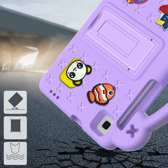 Husă pentru copii pentru Samsung Galaxy Tab A7 Lite 8.7 T220/T225, Cute Patterns, cu suport, violet