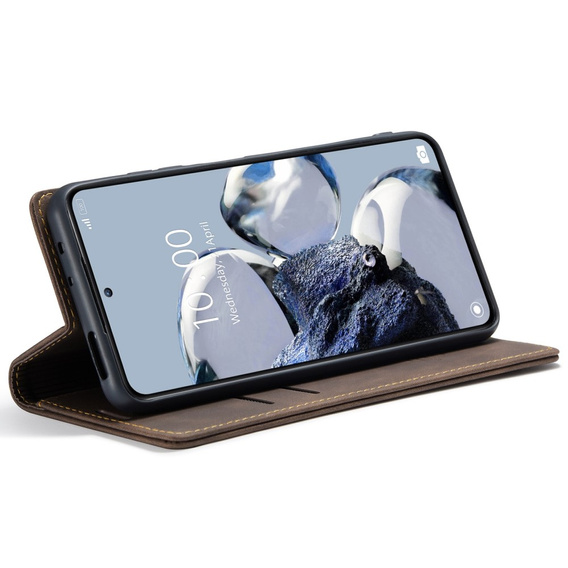 Husa CASEME pentru Xiaomi 12T / 12T Pro, Leather Wallet Case, maro