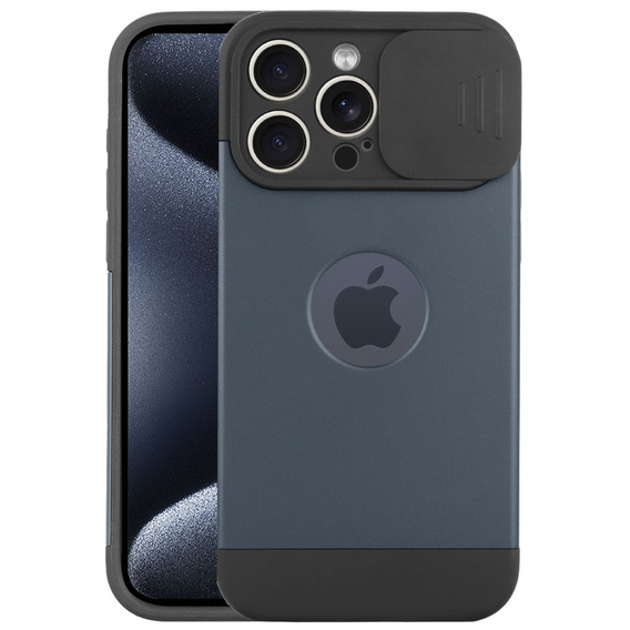 Huse pentru iPhone 15 Pro Max, ERBORD MagProtect Slide Camera, albastru titan