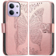 Cu clapetă pentru Xiaomi Redmi 15C 4G/LTE, Butterfly, roz rose gold