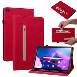 Husa pentru Lenovo Tab M10 10.1 Gen 3, Wallet Pen Slot, roșu