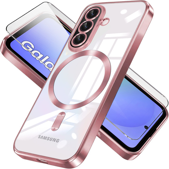 Husă pentru Samsung Galaxy A36, Electro MagSafe, roz rose gold + Sticlă pentru ecran