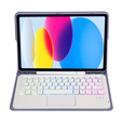 Husă cu tastatură bluetooth touchpad iluminată pentru iPad 10.9" 2022 (10 gen.), violet