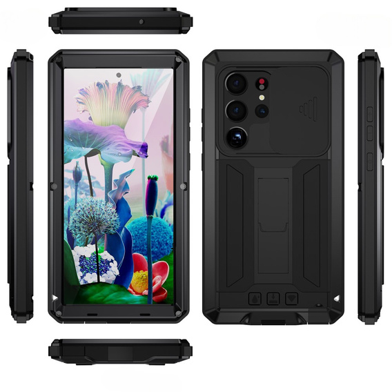 Husă blindată pentru Samsung Galaxy S23 Ultra, R-JUST CamShield Slide, negru