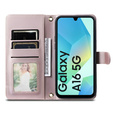 Husă cu clapetă pentru Samsung Galaxy A16, Rhombus Crossbody Leather, roz rose gold