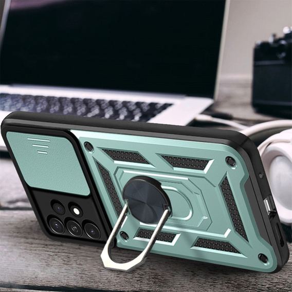 Husă blindată pentru Samsung Galaxy A13 4G, CamShield Slide, verde