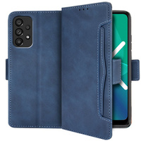 Cu clapetă pentru Samsung Galaxy A53 5G, Card Slot, albastru