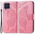 Cu clapetă pentru Samsung Galaxy M53 5G, Butterfly, roz