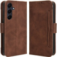 Cu clapetă pentru Samsung Galaxy A55 5G, Card Slot, maro