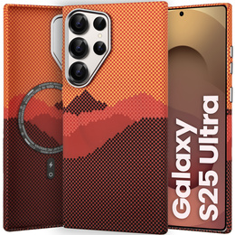Carcasa pentru Samsung Galaxy S25 Ultra, Carbon Fiber MagSafe, portocaliu