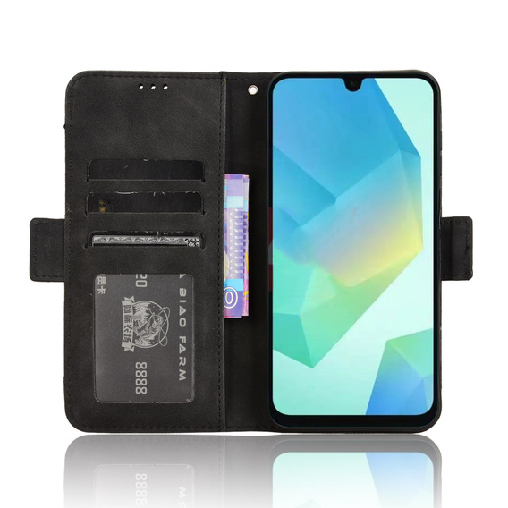 Carcasă cu clapetă pentru Oppo Reno 14F, slot pentru carduri, portofel, negru