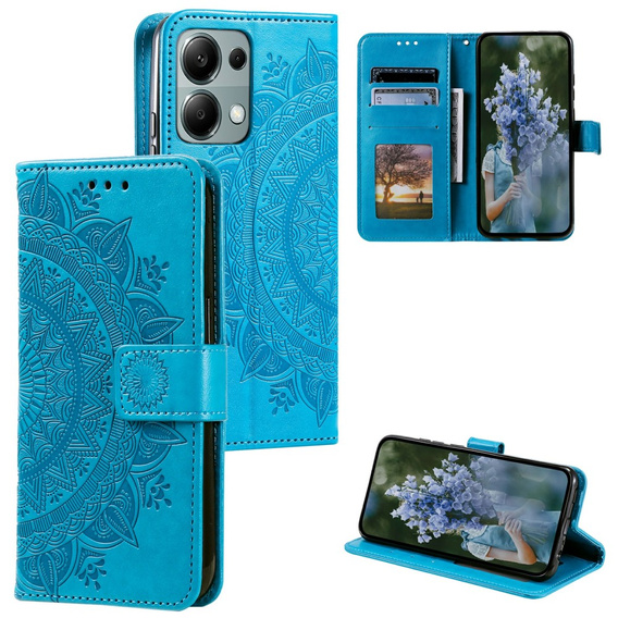 Cu clapetă pentru Xiaomi Redmi Note 13 Pro 4G / Xiaomi Redmi Note 14S / Xiaomi Poco M6 Pro 4G, Mandala, albastru