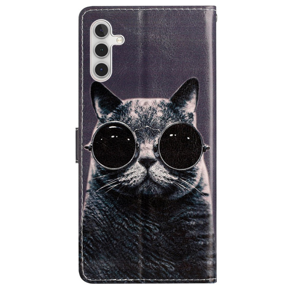 Cu clapetă pentru Samsung Galaxy A25 5G, Wallet, Cat, negru + sticlă 9H