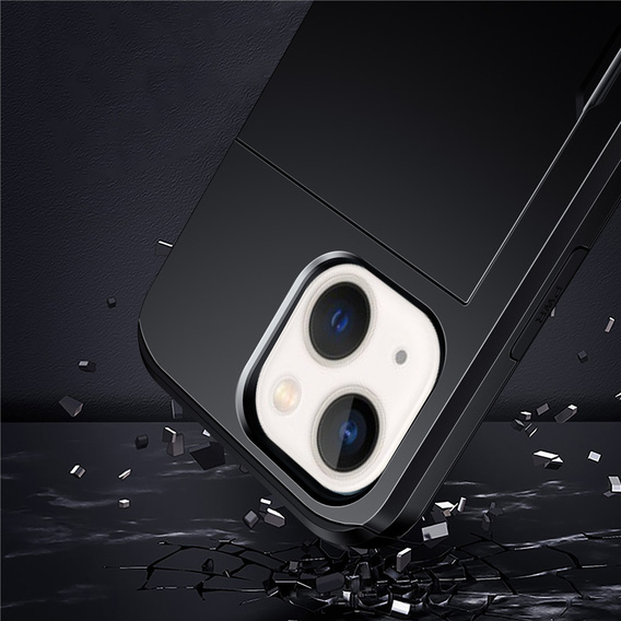 Huse pentru iPhone 13 Mini, Sliding Card Holder, negru