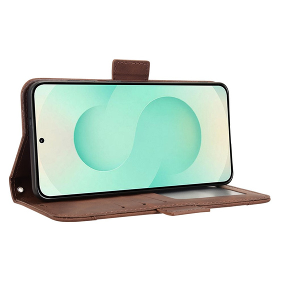 Cu clapetă pentru Samsung Galaxy S25 Edge, Card Slot, maro