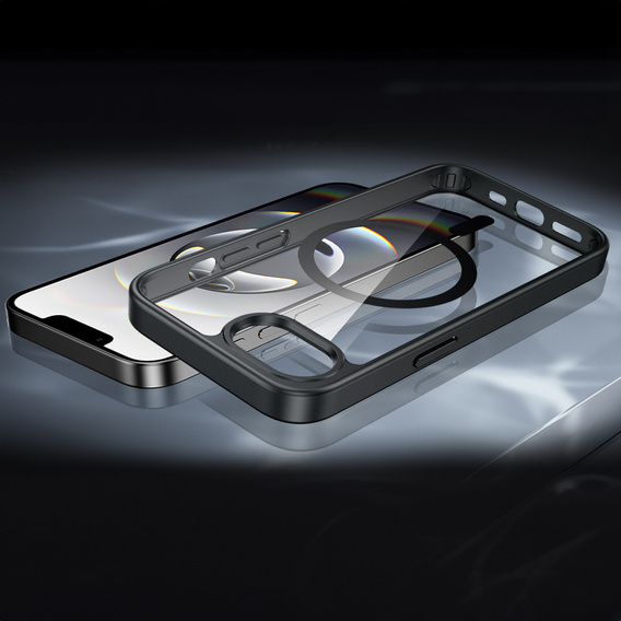 Carcasă magnetică pentru iPhone 16E, MagSafe, negru + sticlă temperată 9H