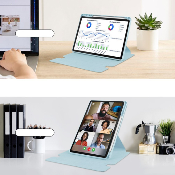 Husă pentru tastatură pentru Lenovo Tab M11, Rotary 360° Leather, caz albastru