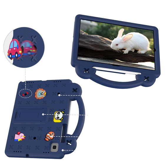 Husă pentru copii pentru Samsung Galaxy Tab S6 Lite 10.4 2020/2022 / Tab A7 2020 T500 / T505 / Tab S6 T860/T865, Cute Patterns, cu suport, albastru închis