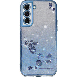Husă pentru Samsung Galaxy S22, Glitter Flower, albastru