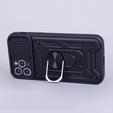 Carcasă blindată pentru Iphone 15 Pro Max, armată Slide Ring, negru + sticlă 9H