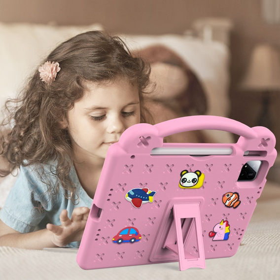 Husă pentru copii pentru Xiaomi Pad 7 / 7 Pro, Cute Patterns, cu suport, roz
