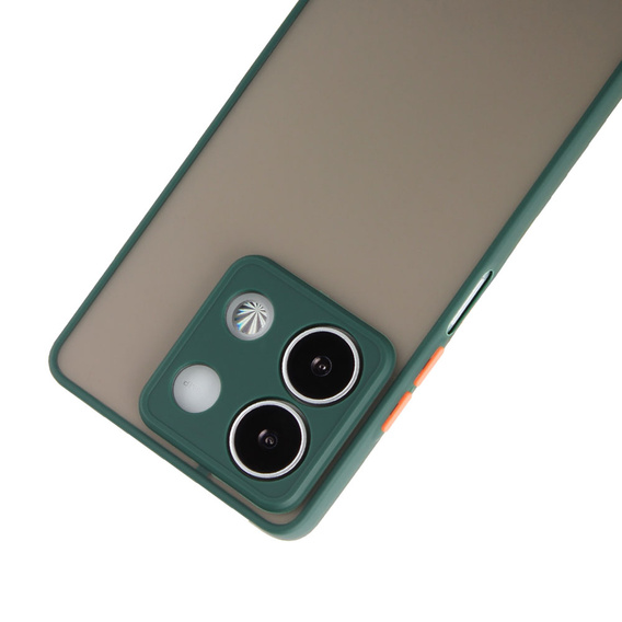 Carcasă din silicon pentru Xiaomi Redmi Note 13 5G, cu protecție pentru camera foto, transparent / verde + sticlă călită 9H