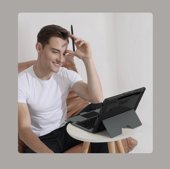 Carcasă + tastatură Galaxy Tab S8+ / Tab S7 +/ Tab S7 FE, NILLKIN Bumper Pen Slot, negru