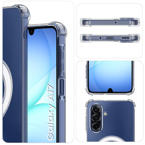 Husă pentru Samsung Galaxy A17 5G, pentru MagSafe, întărită, transparentă