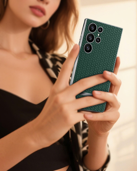 Huse pentru Samsung Galaxy S24 Ultra, GKK Woven Leather, verde