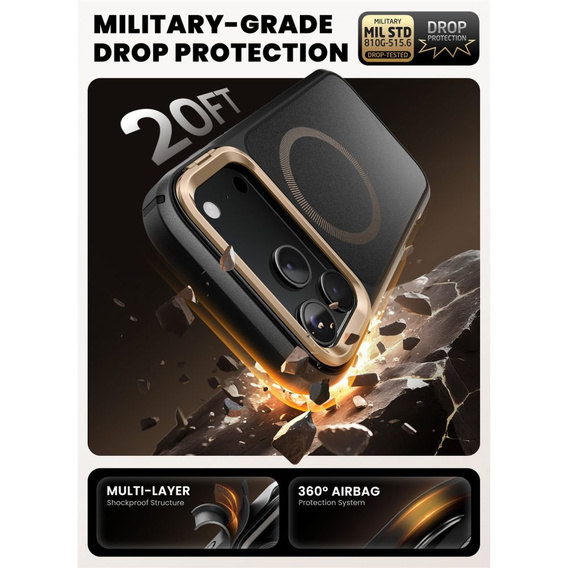 Carcasă Supcase pentru iPhone 17 Pro Max, IBLSN Ares Fip Magsafe, Desert Gold