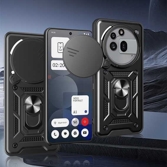 Husă blindată pentru Nothing Phone 3A Pro, CamShield Slide, negru
