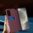 Husă cu clapetă pentru Samsung Galaxy S25+ Plus, Smart View Wallet, maroon