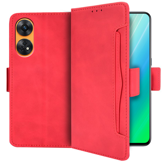 Cu clapetă pentru Oppo Reno8 T, Card Slot, roșu